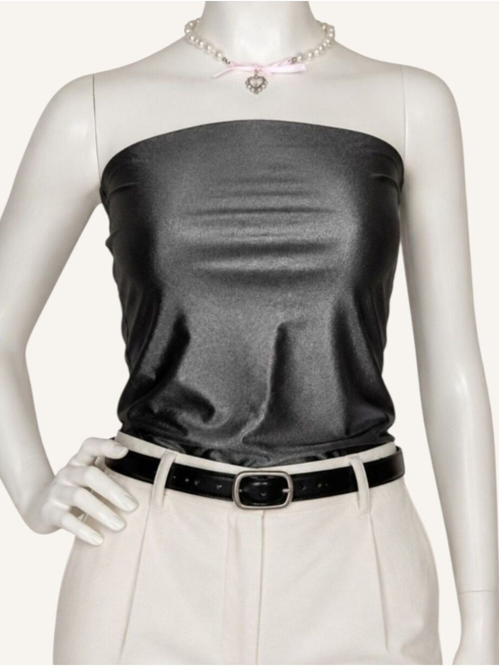 RD Style Second Skin Gunmetal Bustier Crop Top XS NWT Fall Winter